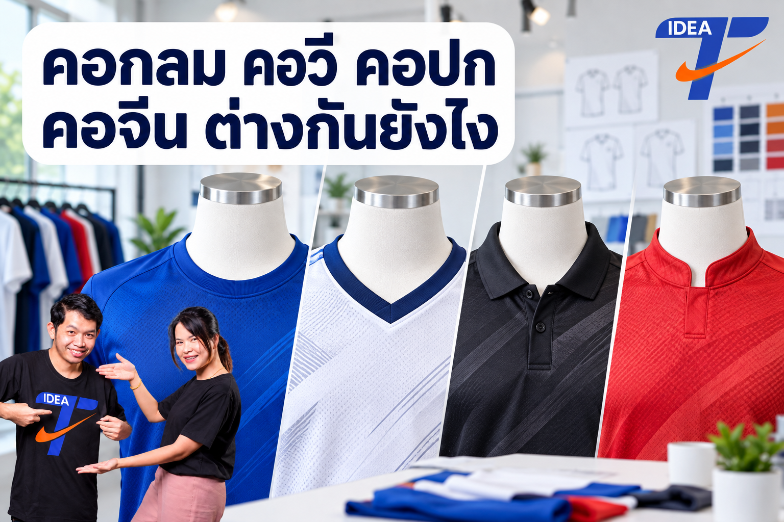 คอกลม คอวี คอปก คอจีน ต่างกันยังไง